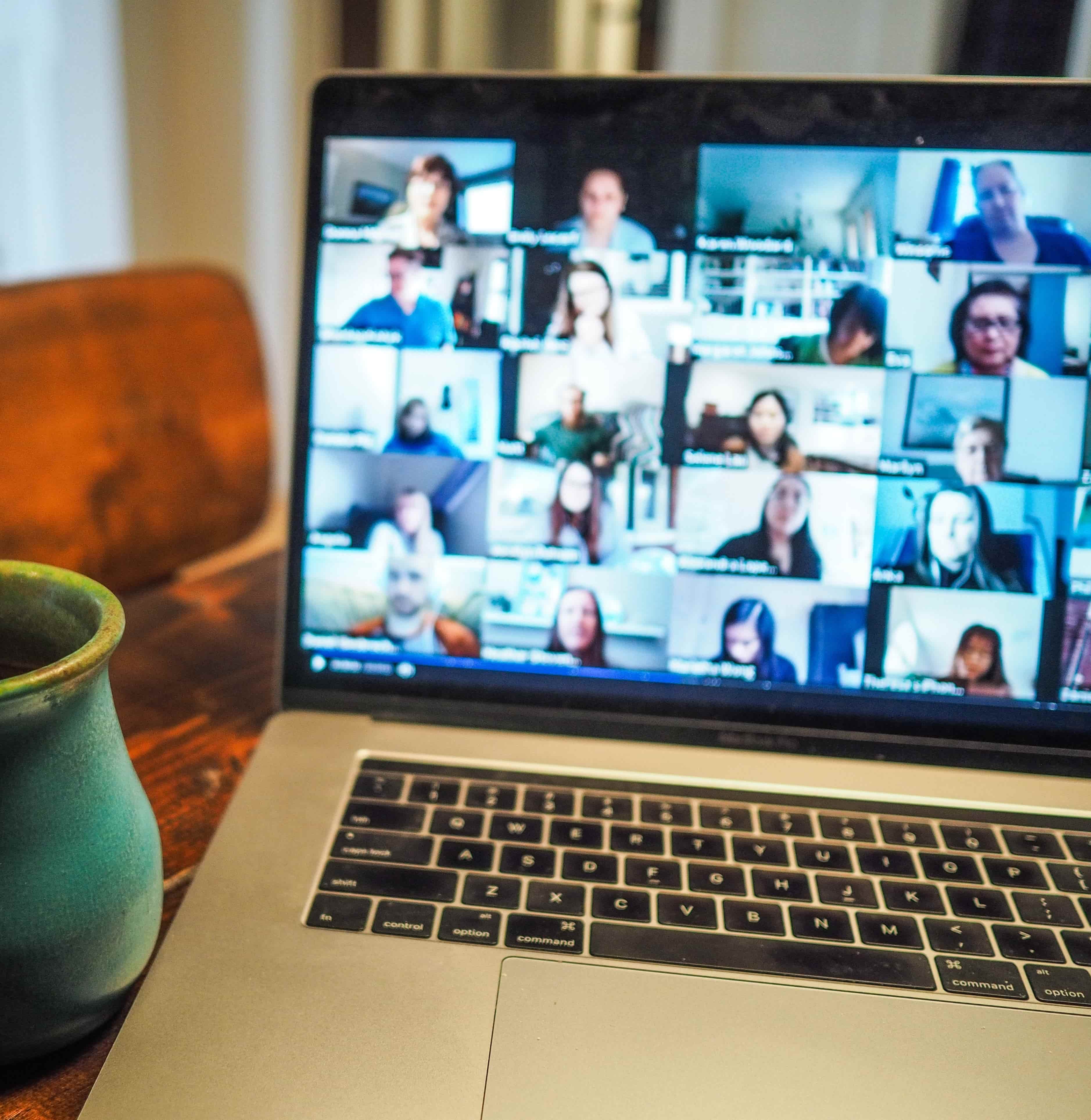 video streaming : Laptop screen showing people are doing video streaming in app